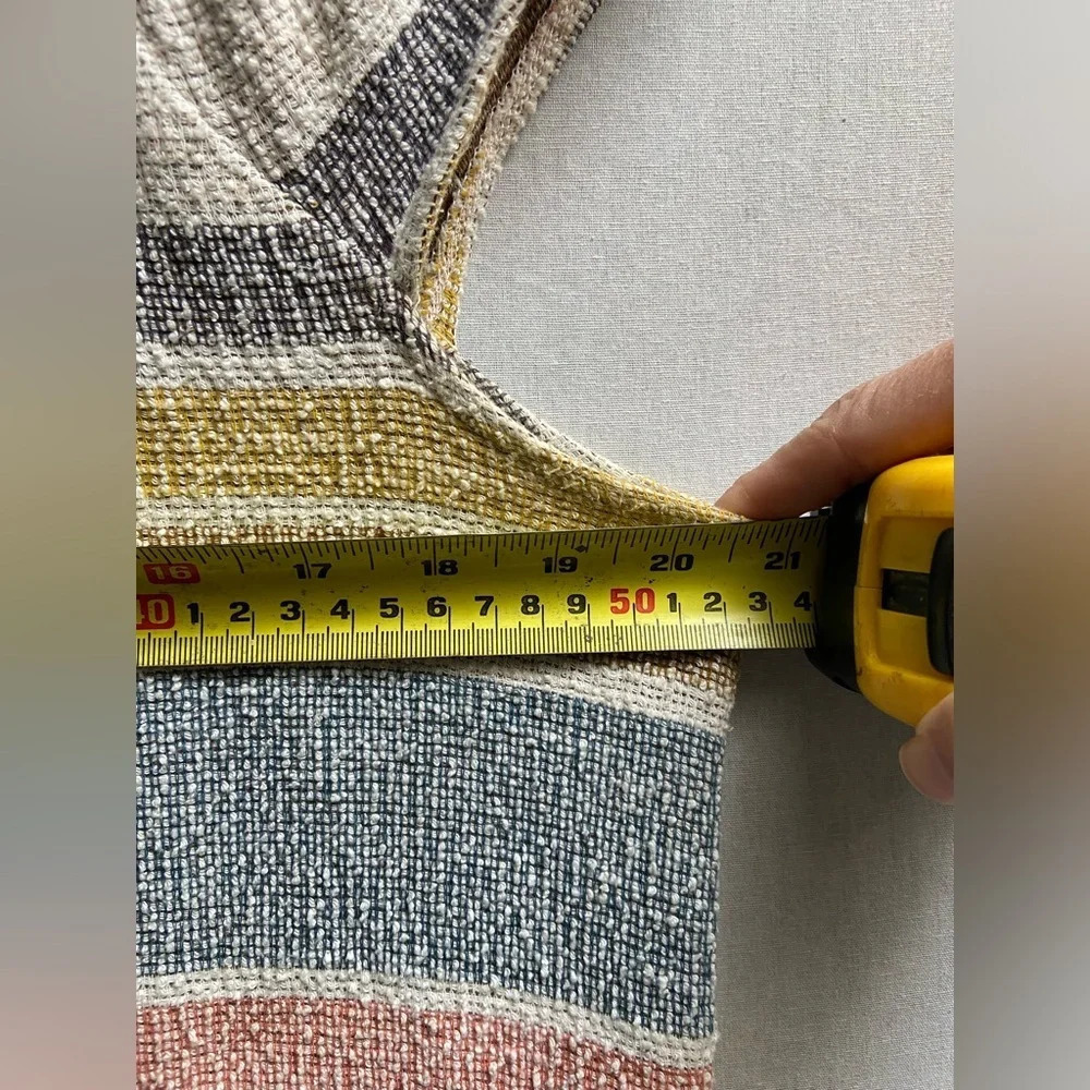 Madewell Texture & Thread Cap Sleeve Dress Stripe Button Front Casual M - Picture 9 of 10